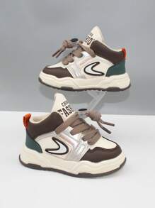 1pair Toddler Boys' Colorblock Casual High-Top Fashion Sports Shoes