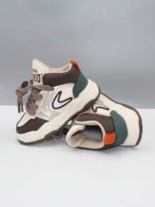 1pair Toddler Boys' Colorblock Casual High-Top Fashion Sports Shoes