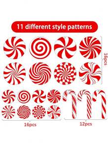 22/44 Pieces Wooden Candy Cane Ornaments For Christmas Tree Decor - Red Peppermint Lollipop Hanging Decorations For Holiday Home Party Decoration,Christmas - Multicolor - View 11