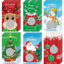 30 tarjetas rascables de Navidad, pegatinas, juegos de fiesta de Navidad, certificados de regalo en blanco para rifa festiva, artículos para fiestas de Navidad, juegos, suministros, Navidad - Multicolor - Ver 1
