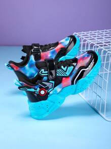 时尚渐变星云翼运动鞋 - 减震防滑缓冲鞋，皮革鞋面，防水，轻便，防滑，适合户外慢跑和散步，适合青少年男孩和女孩，带钩环闭合 - 黑色 - 查看 4