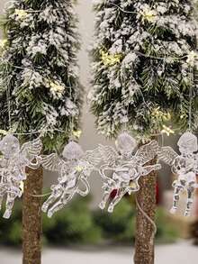 4 件圣诞装饰透明亚克力天使挂饰，圣诞树吊坠，创意冰柱装饰 - 透明 - 查看 2