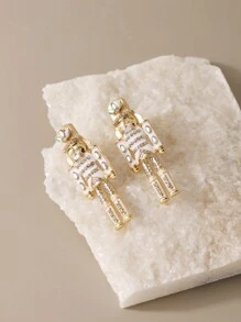 1 Cặp khuyên tai kẹp hình chiến binh pha lê tráng men Châu Âu thanh lịch, phù hợp cho phụ nữ, hoàn hảo cho Giáng sinh và đeo hàng ngày - Vàng - Xem 3