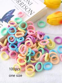 100pcs Solid Hair Tie - Black - View 2