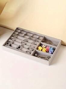 1/4pcs Jewelry Storage Box Tray With Drawers, Compartments For Earrings Rings Necklaces Display, Makeup Vanity Organizer,For Holiday Beach, Bathroom Collection, Bedroom Collection, Large Capacity - Grey - View 11