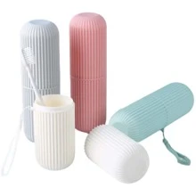 Toothbrush And Toothpaste Case With Practical Handle For Storage And Transport - 灰色 - 查看 5