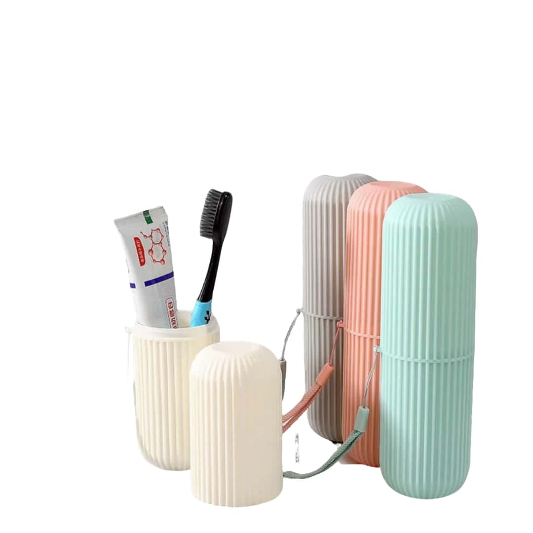 Toothbrush And Toothpaste Case With Practical Handle For Storage And Transport - 灰色 - 查看 1