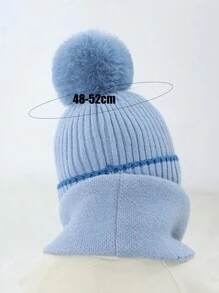 2/3 件婴儿针织帽和围巾套装，保暖内衬，卡通设计，适合幼儿男孩和女孩，秋冬 - 藍色 - 查看 9