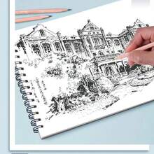 1 件高档素描本，厚纸，适合初学者素描，A4 尺寸绘画本，学生美术用品 - 彩色 - 查看 9