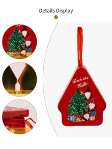 1 Pc Christmas Decoration Supplies Christmas Small Tin Box Gift Box Chocolate Jar Candy Packaging Box Christmas Small House Jar Polygonal Cartoon Print Tin Box Christmas Season Portable Gift Box Storage Box - Multicolor - View 3