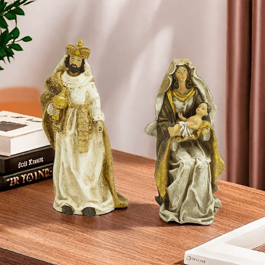 Poupées Gigognes Jésus En Bois - 5 Pièces Matryoshka - Figurines Religieuses Empilables - Décoration Et Cadeau Pâques Noël