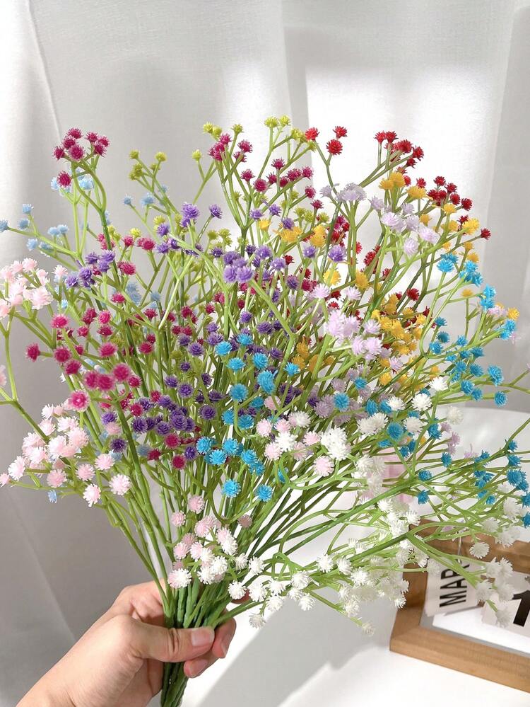 3 件装人造花满天星、新娘婚礼装饰单支塑料手捧花 DIY 适用于家庭卧室办公室装饰、花园庭院装饰、花瓶填充、场景装饰 - 3PCS - 查看 3