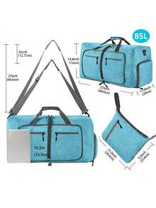 1pc Men 65L Foldable Travel Bag With Shoe Compartment, Overnight Carry-On Duffel Bag, Oxford Polyester Weekender Bag With Shoulder Strap, Unisex Luggage - 85L, Multiple Colors Available
