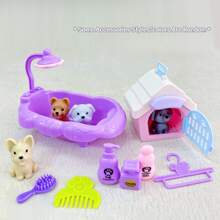 Children's Mini Pet House Role Play Toy (Random Accessory Colors) Dog/Cat/Bear Bath Interactive Role Play Toy, Birthday Gift, Christmas Gift For Boys And Girls - Multicolor - View 16