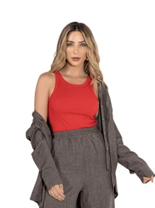 Kit 3 American Summer Blogger Tank Tops - Red/black/gray - View 6