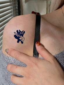 1Pc Magic Herbal Hình xăm tạm thời vui nhộn Rock Guitar Mèo Trang điểm Nghệ thuật cơ thể Không thấm nước Màu xanh Hiển thị Hình xăm giả không phản quang lâu dài 3-10 ngày cho nam và nữ - màu đen - Xem 4