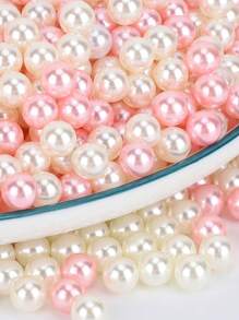 500 Pieces 8mm Faux Pearls Beads For Vase Filler, Ivory&Pink Polished Faux Pearl For Brushes Holder, Imitation Round Beads For DIY, Table Scatter, Wedding, Birthday Party, Home Decoration Gifts Graduation Room Decor Flower Vase Glass Vase