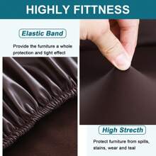Stool Covers Rectangle, 2PCS/4PCS Stretch Waterproof PU Rectangle Bar Stool Covers Vanity Stool Cover Washable Counter Stool Covers Saddle Seat Cover With Elastic Bands For Wooden Metal Barstools - Coffee Brown - View 5