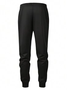 男友风男士新款休闲连帽衫套装，春秋季宽松潮流品牌运动运动衫轻便装时尚街头服饰 - 黑色 - 查看 4