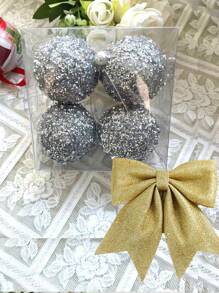 5pcs Christmas Decorations Set - Colorful Glitter Balls, Ribbon Bows Ornaments For Christmas Tree, Window Display, Halloween, Halloween Decoration - Multicolor - View 13