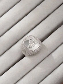 1 chiếc nhẫn hở mạ vàng 18K thời trang hip hop đính đá toàn bộ hình chữ cái tiếng Ả Rập dành cho nữ (chỉ có chữ cái tiếng Ả Rập) - Bạc - Xem 40