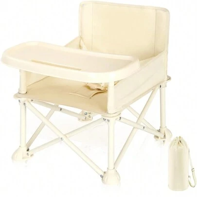  UBRAVOO Booster Seat For Baby, Lightweight Portable High Chair 6 Months Plus,Compact Folding Eating Camping Beach Lawn Chair With Removable Tray Indoor Outdoor