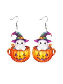 1 对彩色帽子南瓜鬼亚克力耳环女士万圣节耳环节日派对耳环万圣节耳饰装扮 - 彩色 - 查看 6