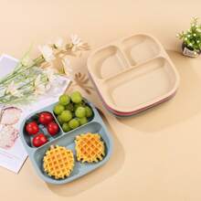 1 pezzo Piatto per l alimentazione del bambino in silicone, forma quadrata carina con ventosa, set di stoviglie per neonati e bambini