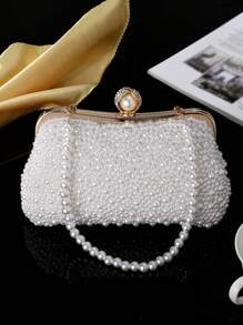 1 Stück handgefertigte perlenbestickte Clutch-Tasche, elegant, luxuriös, schick, leicht, vielseitig einsetzbare einfarbige Abendtasche für Party, Hochzeit, Zeremonie, Kleider, Abendroben