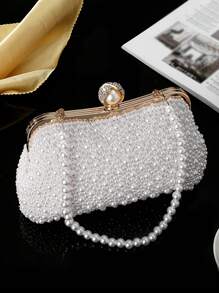 1 Stück handgefertigte perlenbestickte Clutch-Tasche, elegant, luxuriös, schick, leicht, vielseitig einsetzbare einfarbige Abendtasche für Party, Hochzeit, Zeremonie, Kleider, Abendroben