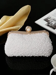 1 Stück handgefertigte perlenbestickte Clutch-Tasche, elegant, luxuriös, schick, leicht, vielseitig einsetzbare einfarbige Abendtasche für Party, Hochzeit, Zeremonie, Kleider, Abendroben