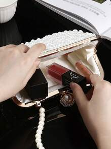 1 Stück handgefertigte perlenbestickte Clutch-Tasche, elegant, luxuriös, schick, leicht, vielseitig einsetzbare einfarbige Abendtasche für Party, Hochzeit, Zeremonie, Kleider, Abendroben