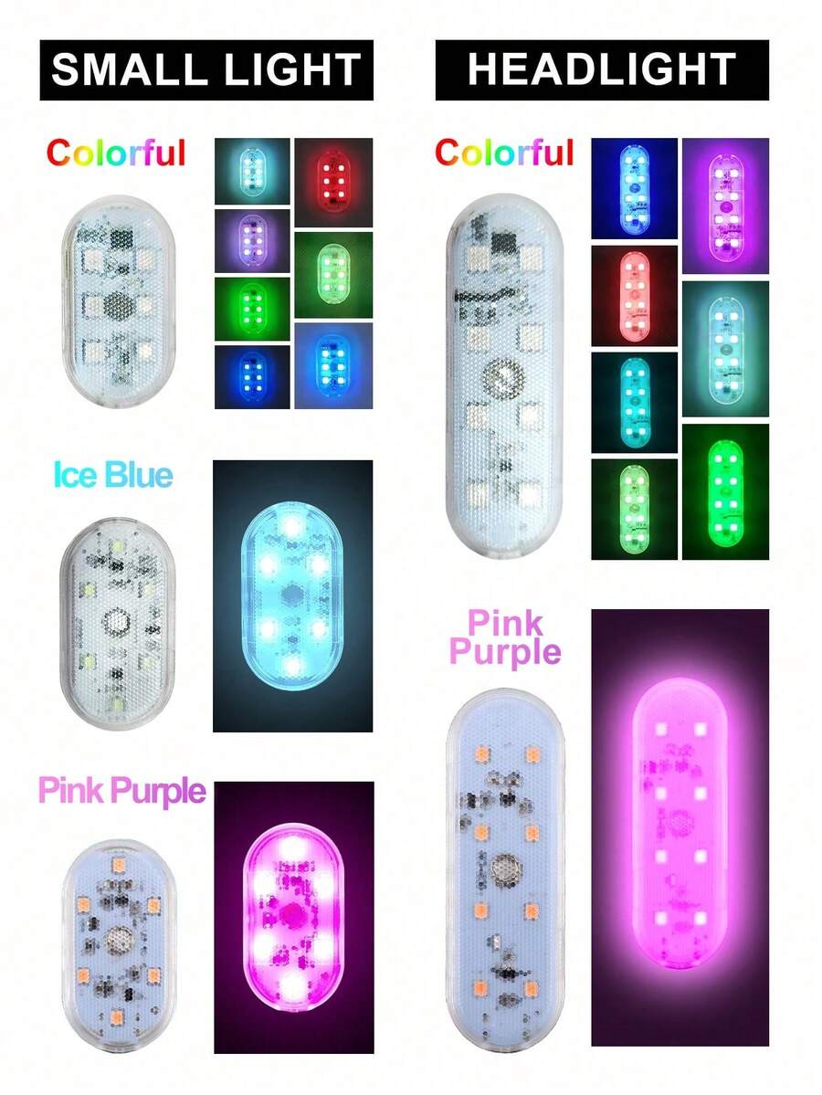 汽车氛围灯，USB 充电触摸传感器粘贴安装 LED 装饰灯 - 多款多色 - 查看 1