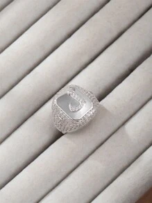1 chiếc nhẫn hở mạ vàng 18K thời trang hip hop đính đá toàn bộ hình chữ cái tiếng Ả Rập dành cho nữ (chỉ có chữ cái tiếng Ả Rập) - Bạc - Xem 20