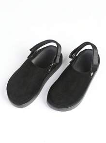 Sandália plataforma chunky slide 2024, confortável, casual, minimalista, versátil e de alta qualidade, meias vermelhas de Natal para mulheres - Preto - Ver 10