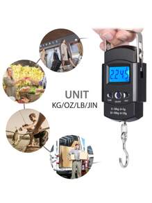 1 Balanza digital para pescar con cinta métrica, báscula precisa para pesar peces, bolsas, de mano, de equipaje con gancho, de compras, de acero inoxidable tipo gancho de pesca, báscula colgante digital LCD conveniente para uso diario en pesca, equipaje de viaje, compras, etc. [Oferta de Año Nuevo]