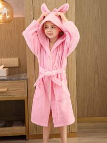 1pc Cartoon Rabbit Design Hooded Ren Bath Robe, Thick Towel Material, Soft & Absorbent, For Girls Babies, Swimming Bathrobe, White/Pink/Blue/Green/Orange Summer Wedding Home Bathroom Decor Back To School - Multicolor - View 25
