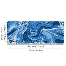 蓝白波浪图形游戏鼠标垫加大码全桌鼠标垫，带缝合边缘的大鼠标垫，防滑长电脑键盘垫，适用于办公室和家庭 - 多色1 - 查看 7