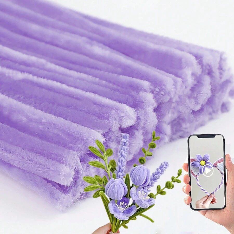 100/500 件浅紫色扭杆管道清洁器工艺用品、柔软的雪尼尔茎、万圣节蜘蛛紫色 DIY 项目扭杆礼物、6 毫米 X12 英寸毛茸茸的电线、家庭手工制作装饰品、灵活耐用的 DIY 艺术和创意手工艺项目装饰、可用作毕业礼物、毕业礼物、节日 DIY 工艺用品、DIY 艺术装饰创意工艺、节日手工制作 DIY 工艺制作用品