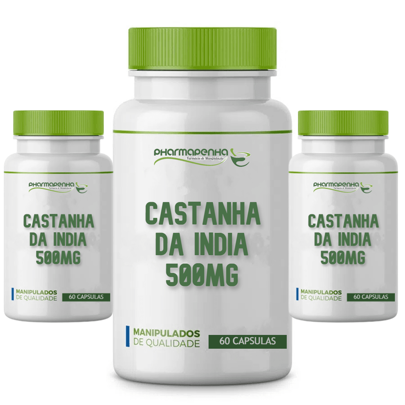 3 Potes Castanha da Índia 500mg 60 Cápsulas cada