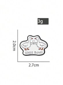 1pc Creative Cartoon Geometric Little White Duck Shape English Letter Metal Brooch Student Children Brooch Party Daily Wear Gift For Friends - Multicolor - View 6