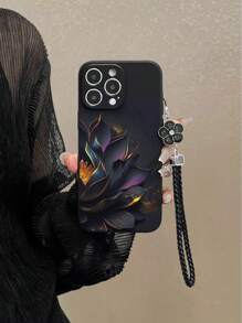 Étui de téléphone anti-chute avec fleur peinte en or noir et bord de trou de précision, compatible avec iPhone 14 Pro Max, 13, 11, XR, 7/8, Samsung Galaxy A03s, A03 Core, A04, A12, A13, A14, A21s, A22, A23, A24, A32, A33, A34, A51, A52, A53, A54, A71, A72, A73, S20 FE, S21, S22, Redmi 9, 9A, 10A, 10C, Note 9, Note 10, Note 11, Note 12, 12, 12C - Multicolore - Voir 3