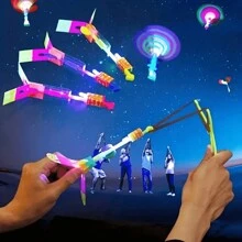 Súng cao su phát sáng LED, Đồ chơi trò chơi ngoài trời lấp lánh, Súng cao su trực thăng đàn hồi xoay, Quà tặng hoàn hảo cho trò chơi du lịch, Giải trí ngoài trời, Tiệc sinh nhật, Quà tặng tiệc vui nhộn Quà tặng tiệc, Trò chơi cắm trại, Giáng sinh - Nhiều màu - Xem 2