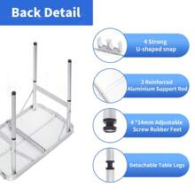 Moosinily Moosinily Small Folding Table 2FT Foldable Camping Table Portable Picnic Table Aluminum 2 Height Adjustable Outdoor Beach Card White 23.6*15.7 Inch