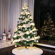 Cuộn ruy băng lưới PP 6 inch X 10 yard dùng làm vòng hoa, cây thông Noel, gói quà, đồ trang trí Giáng sinh, quà tặng Giáng sinh - bạc trắng - Xem 3