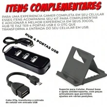 Kit Mobilador de Celular Completo 6 items Teclado Gamer + Mouse Para Jogos+ Hub usb 4 Portas - Preto - Visão 5