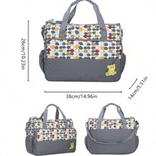 Modische bedruckte Mama-Tasche 5er-Set; multifunktionale Umstandstasche und Babytasche mit großer Kapazität; Schulter- und Umhängetasche für Windeln; tragbare Wickelunterlage für Unterwegs - Verschiedenfarbig - Übersicht 6