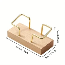 1 个卡片存储名片夹，简易桌面架子山毛榉木卡片展示架胡桃木金属木制卡片夹，家庭办公用品 - 彩色 - 查看 10