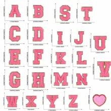 熨烫字母补丁 26 件 A-Z 字母补丁动物形状 DIY 图案熨烫或缝制补丁贴花适用于牛仔裤夹克背包 - 玫紅色 - 查看 5