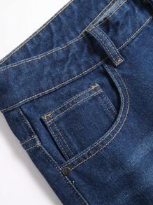 男士时尚独特破洞牛仔裤 - 中等水洗藍 - 查看 5